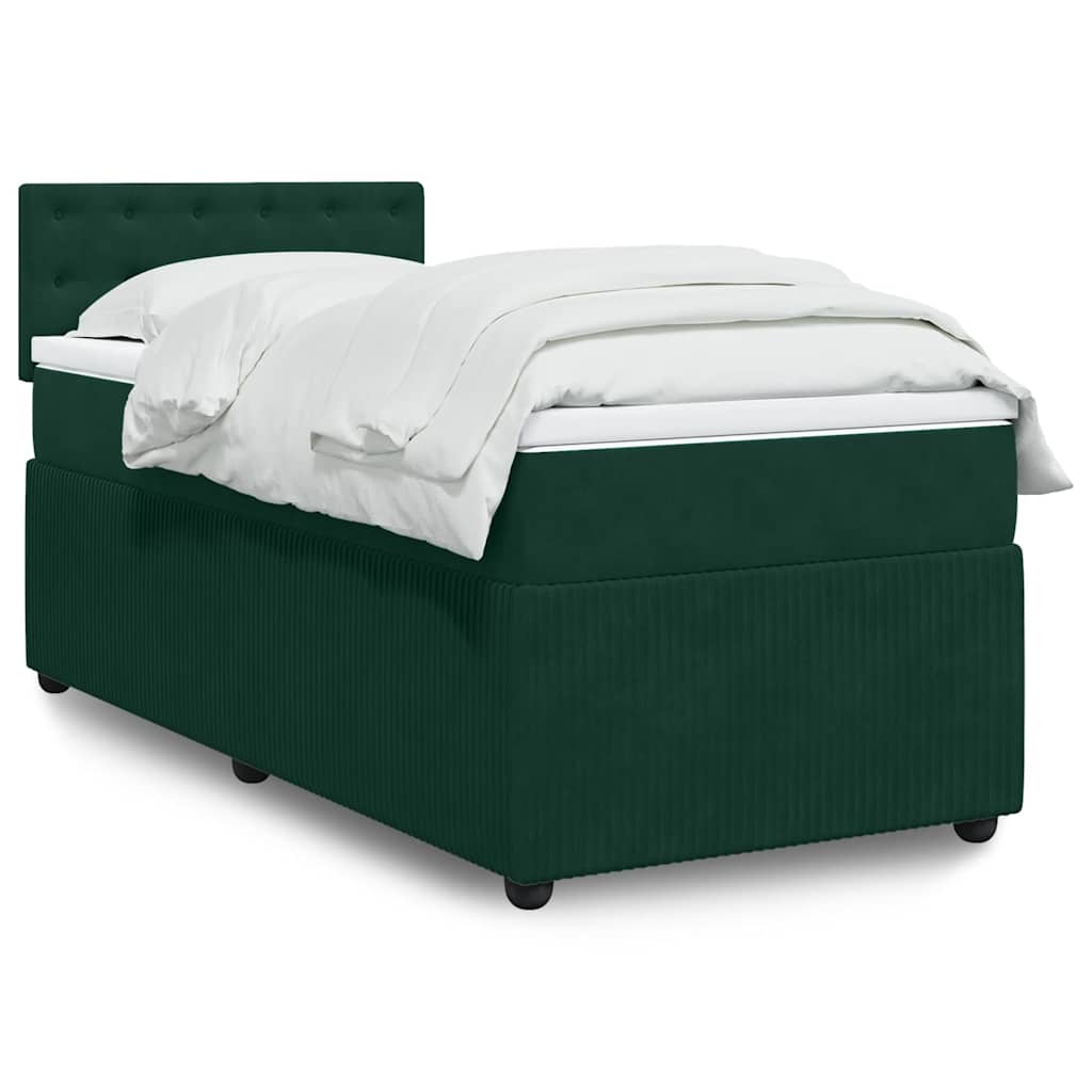 Box spring krevet s madracem tamnozeleni 90x190 cm baršunasti