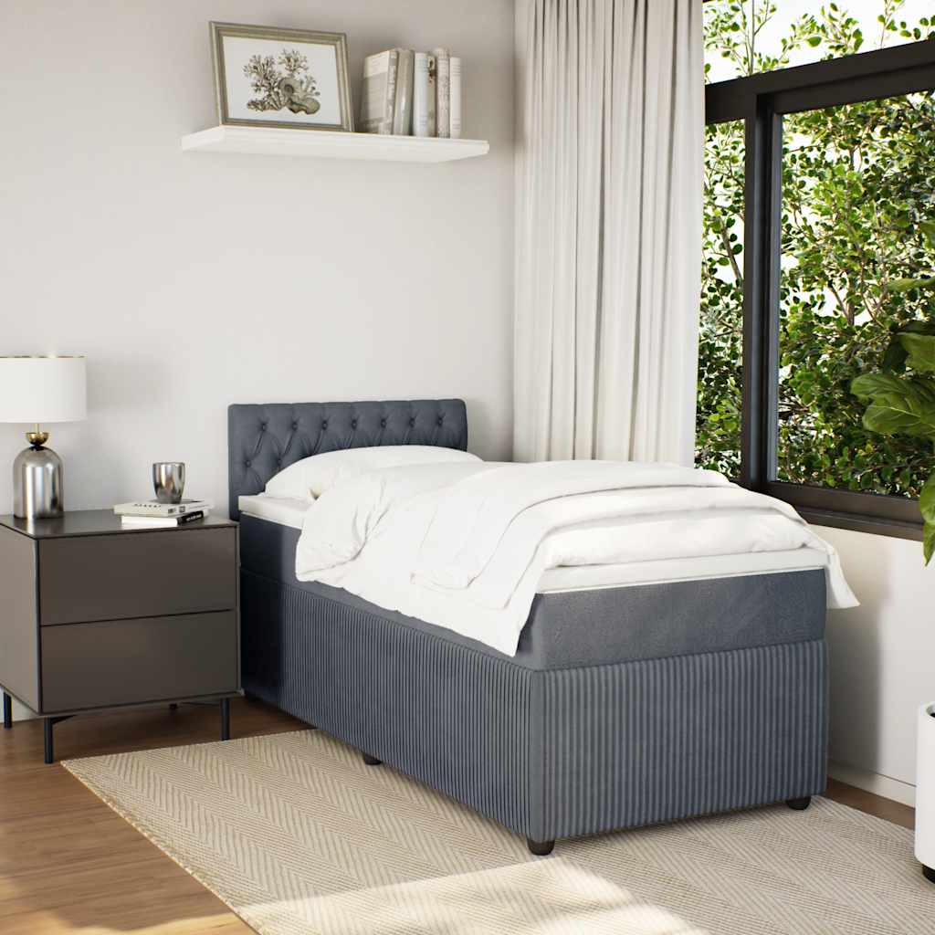 Box spring krevet s madracem tamnosivi 90x190 cm baršunasti