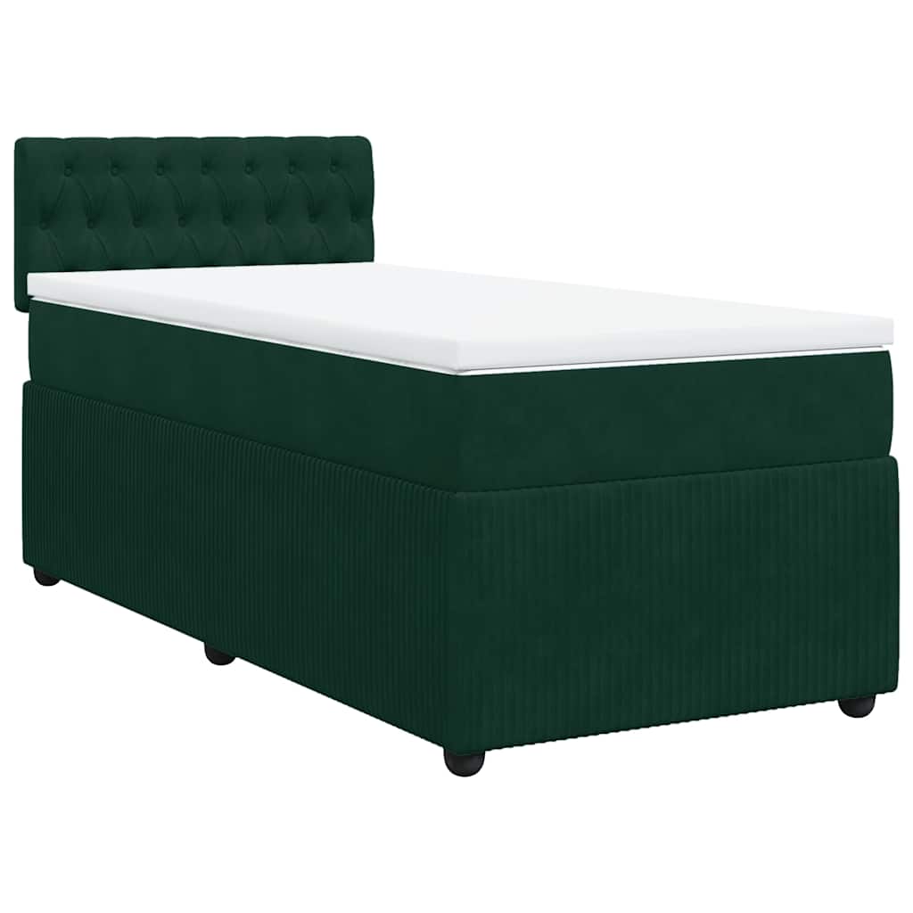 Box spring krevet s madracem tamnozeleni 90x190 cm baršunasti