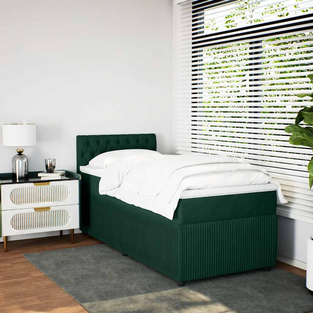 Box spring krevet s madracem tamnozeleni 90x190 cm baršunasti