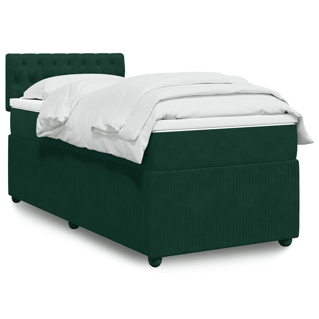 Box spring krevet s madracem tamnozeleni 90x190 cm baršunasti