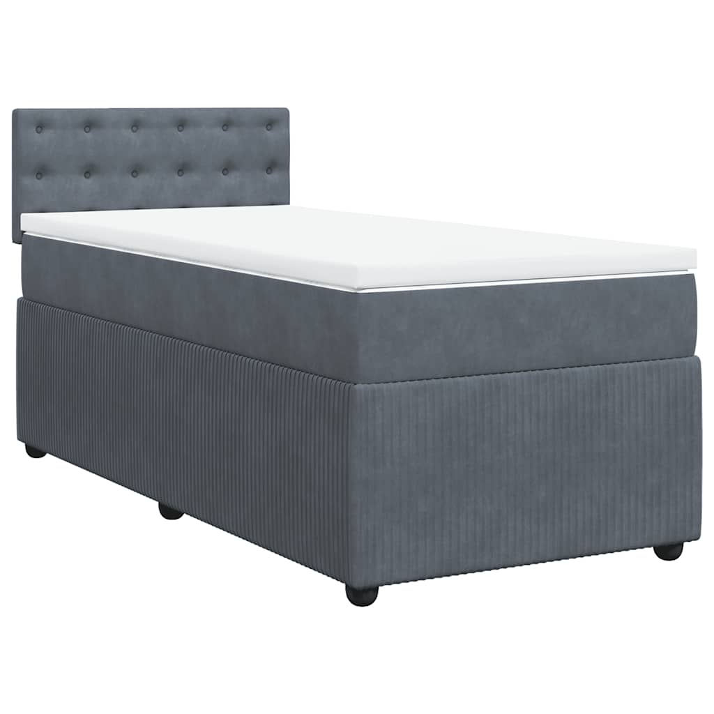 Box spring krevet s madracem tamnosivi 90x200 cm baršunasti