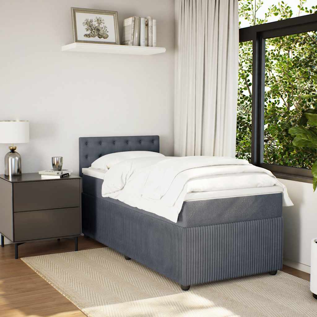 Box spring krevet s madracem tamnosivi 90x200 cm baršunasti