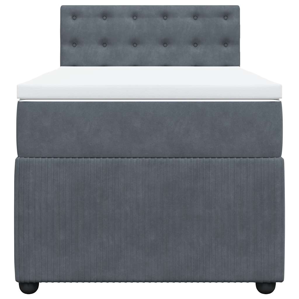 Box spring krevet s madracem tamnosivi 90x200 cm baršunasti