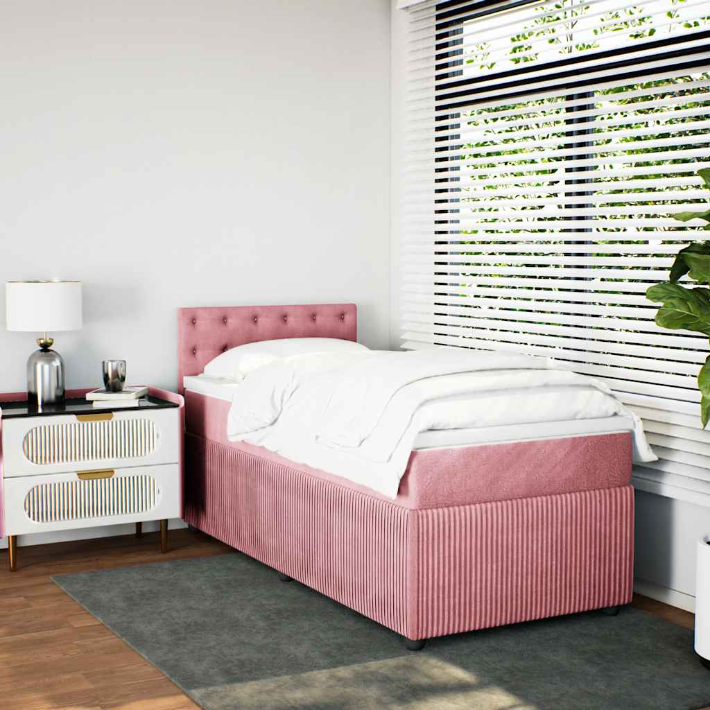 Box spring krevet s madracem ružičasti 90x200 cm baršunasti