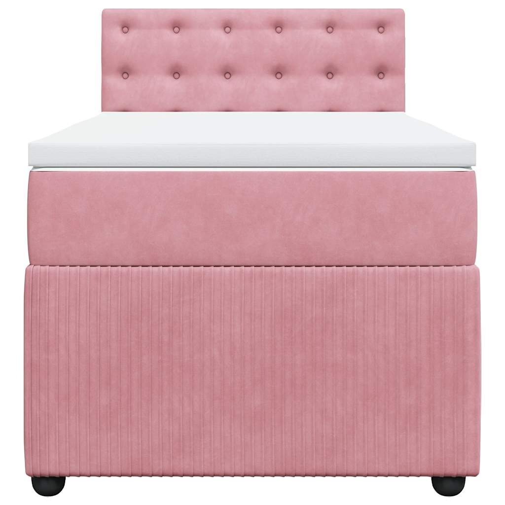 Box spring krevet s madracem ružičasti 90x200 cm baršunasti