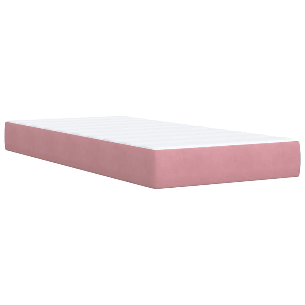 Box spring krevet s madracem ružičasti 90x200 cm baršunasti