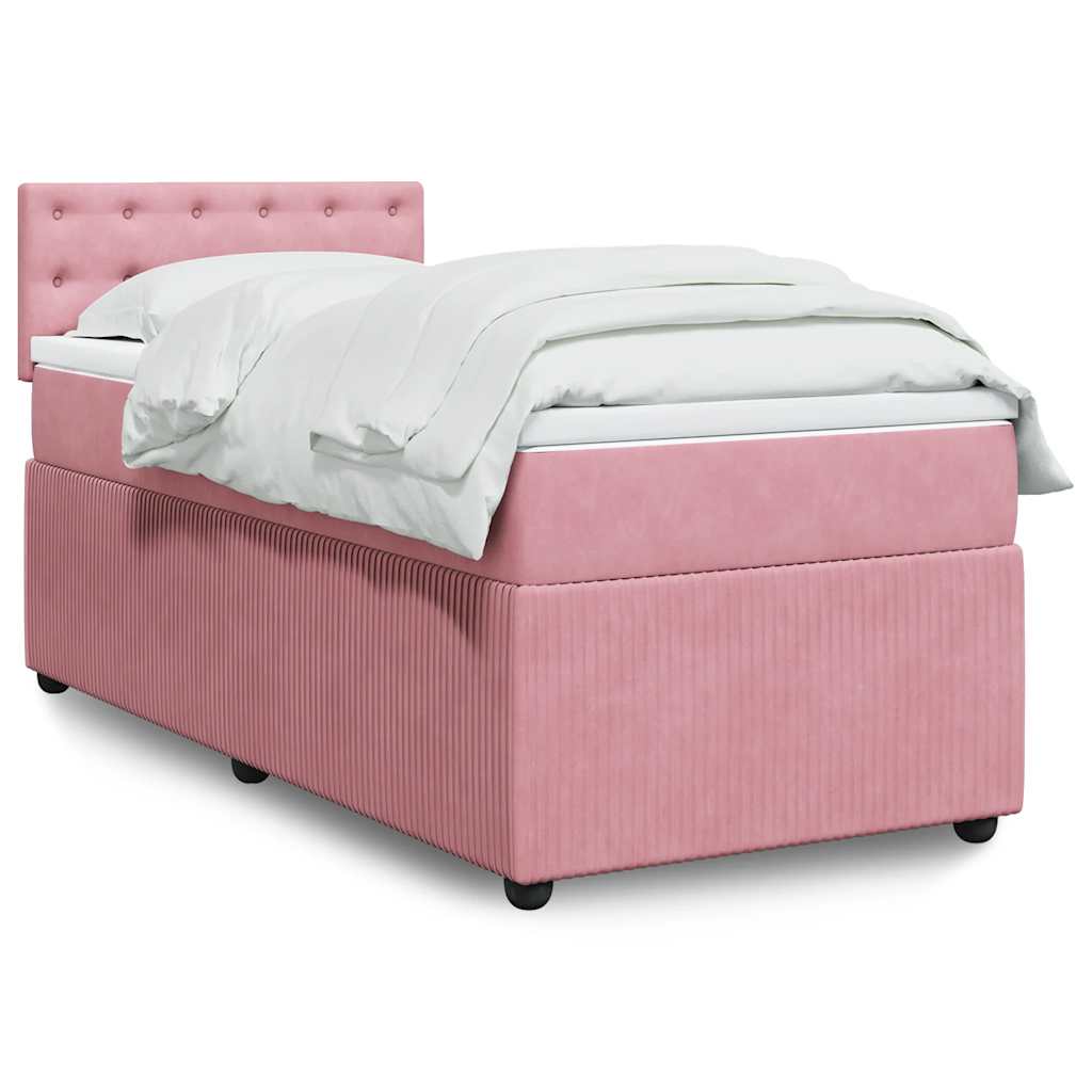 Box spring krevet s madracem ružičasti 90x200 cm baršunasti