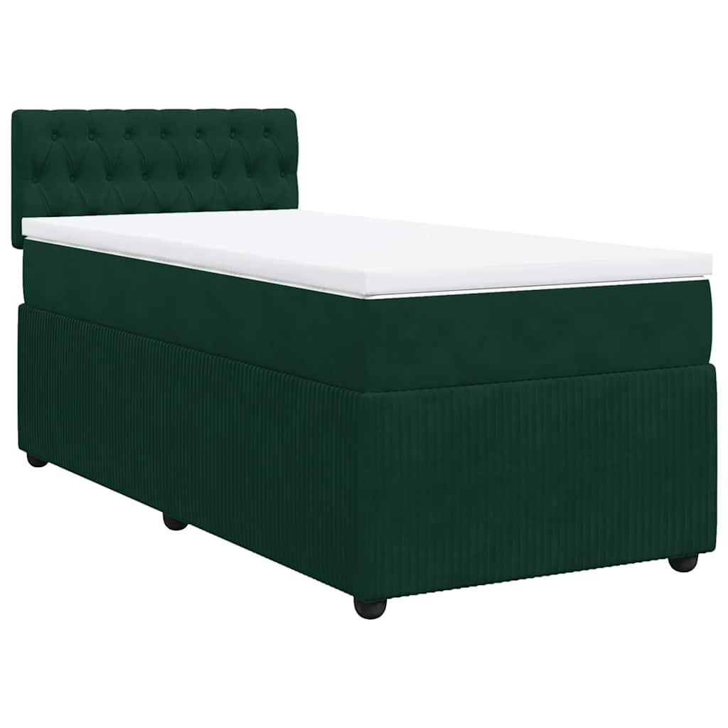 Box spring krevet s madracem tamnozeleni 90x200 cm baršunasti