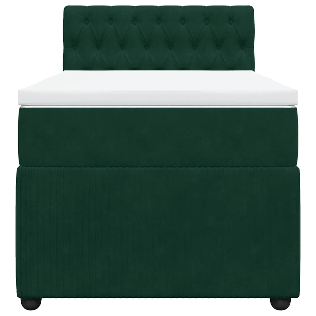 Box spring krevet s madracem tamnozeleni 90x200 cm baršunasti