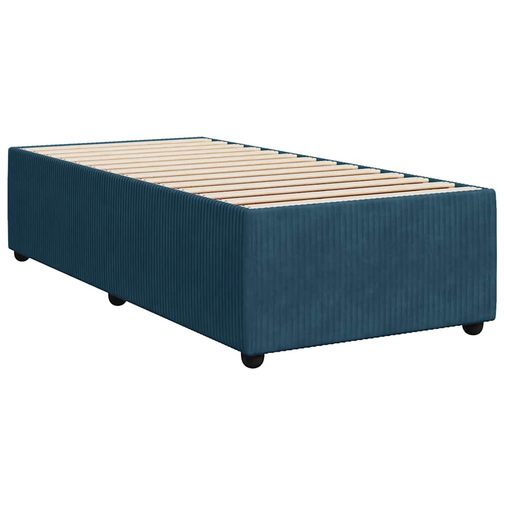 Box spring krevet s madracem plavi 90x200 cm baršunasti