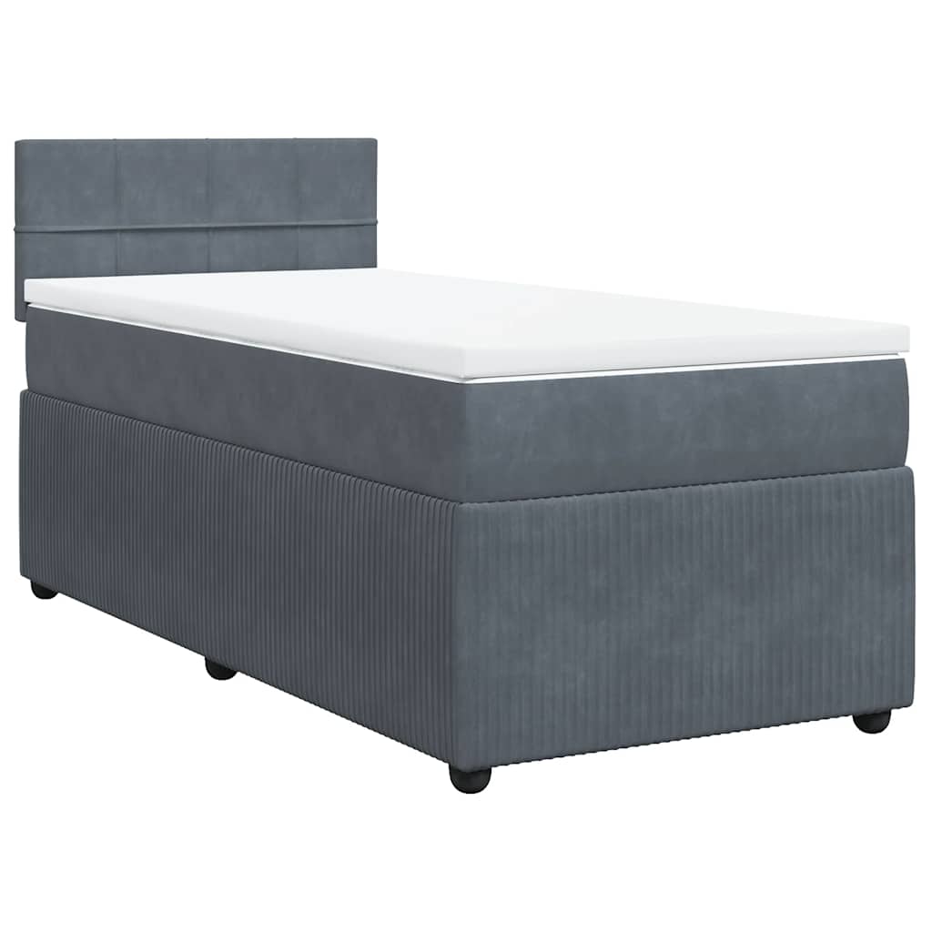 Box spring krevet s madracem tamnosivi 90x200 cm baršunasti