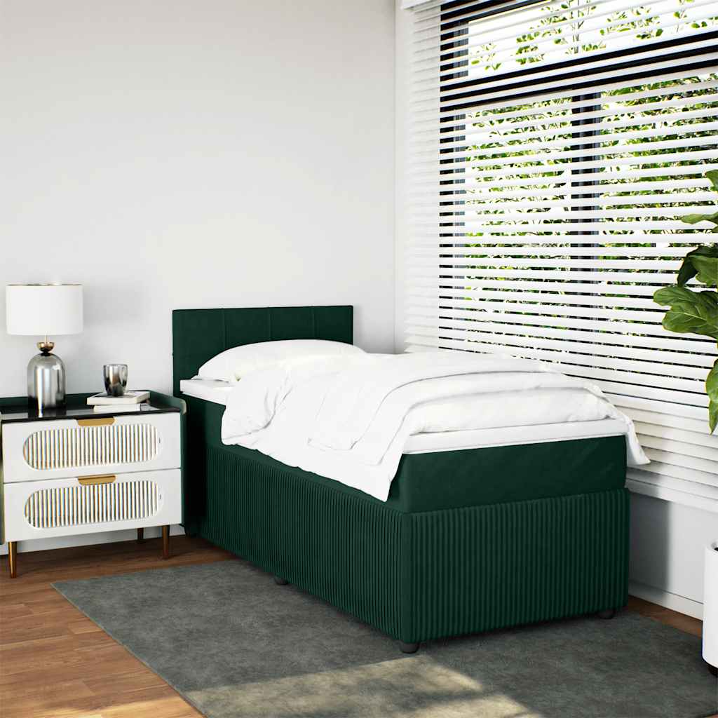 Box spring krevet s madracem tamnozeleni 90x200 cm baršunasti