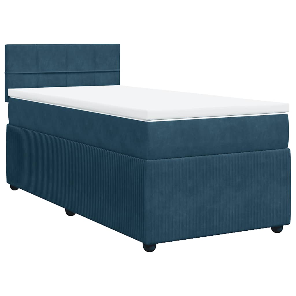 Box spring krevet s madracem plavi 90x200 cm baršunasti