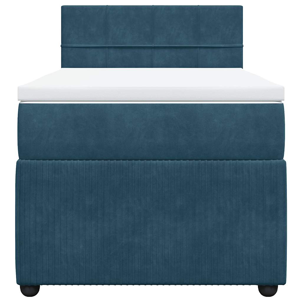 Box spring krevet s madracem plavi 90x200 cm baršunasti