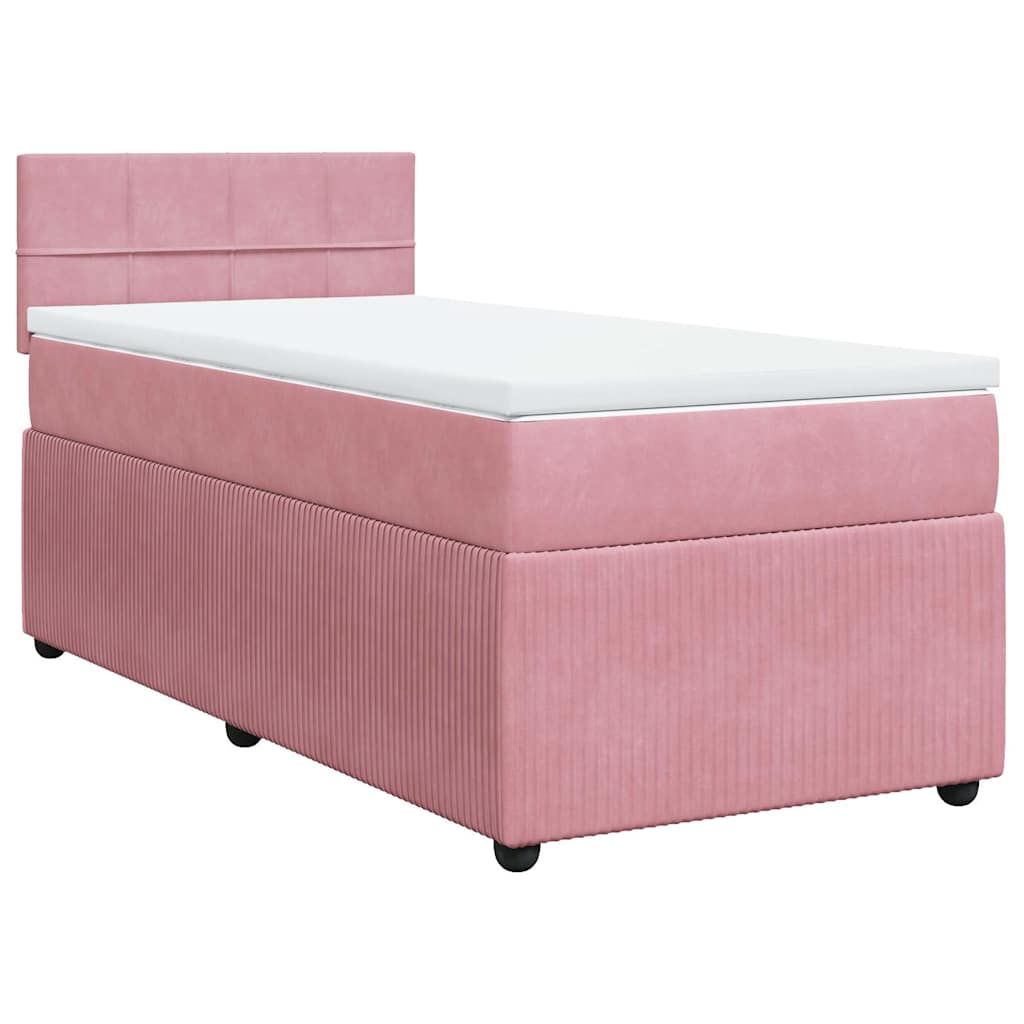 Box spring krevet s madracem ružičasti 90x200 cm baršunasti