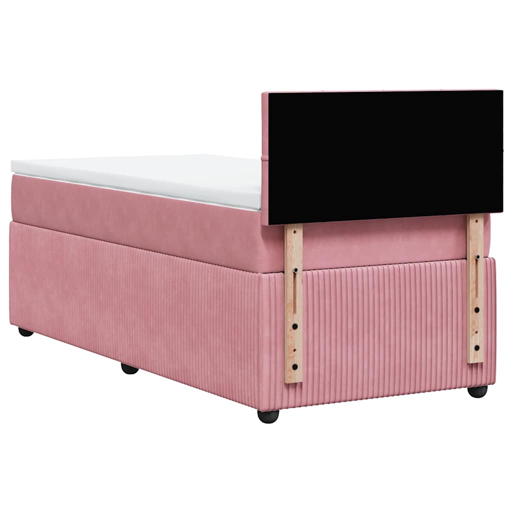 Box spring krevet s madracem ružičasti 90x200 cm baršunasti