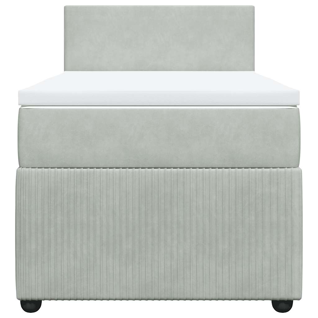 Box spring krevet s madracem svjetlosivi 100x200 cm baršunasti