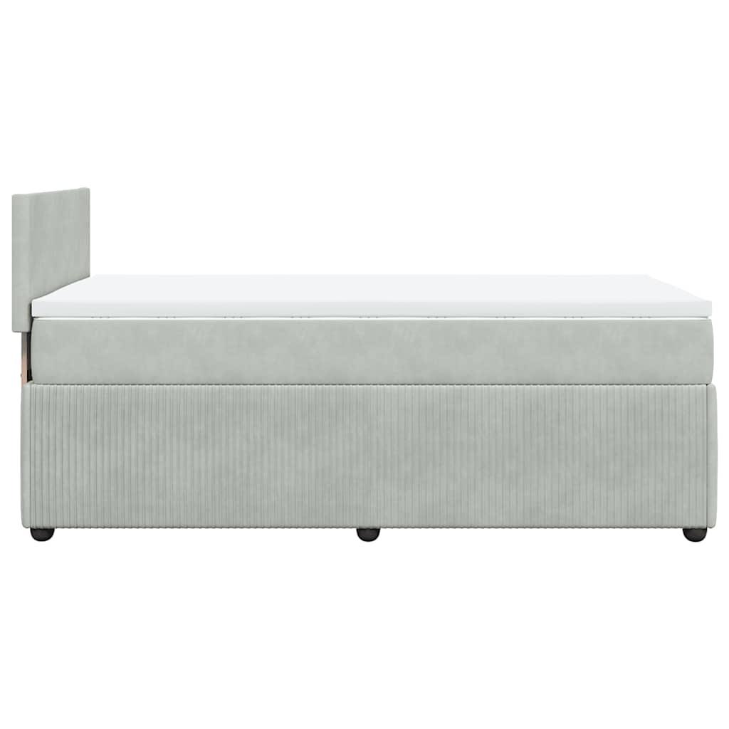Box spring krevet s madracem svjetlosivi 100x200 cm baršunasti