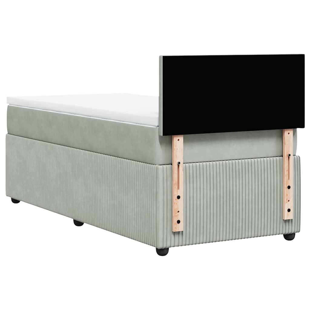 Box spring krevet s madracem svjetlosivi 100x200 cm baršunasti