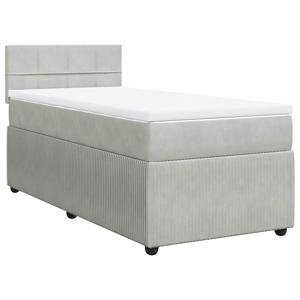 Box spring krevet s madracem svjetlosivi 100x200 cm baršunasti