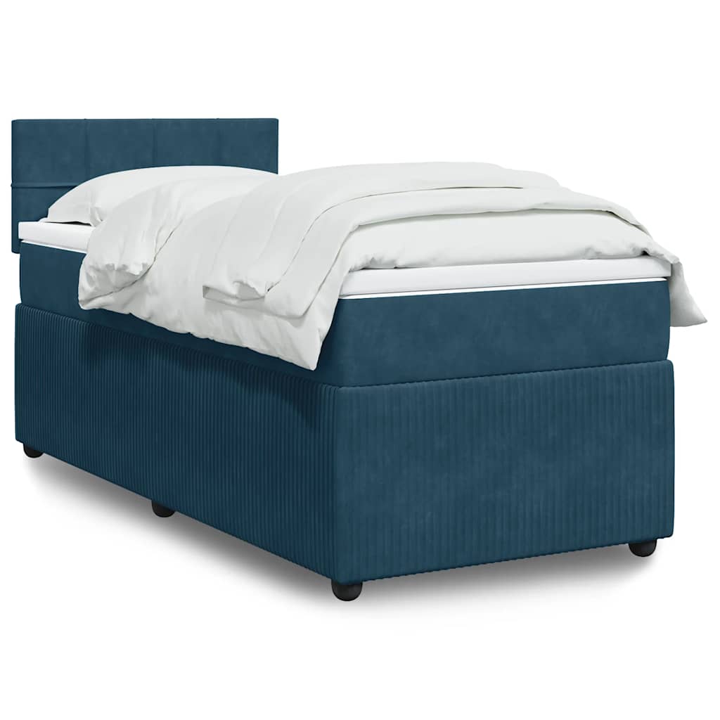 Box spring krevet s madracem plavi 100x200 cm baršunasti