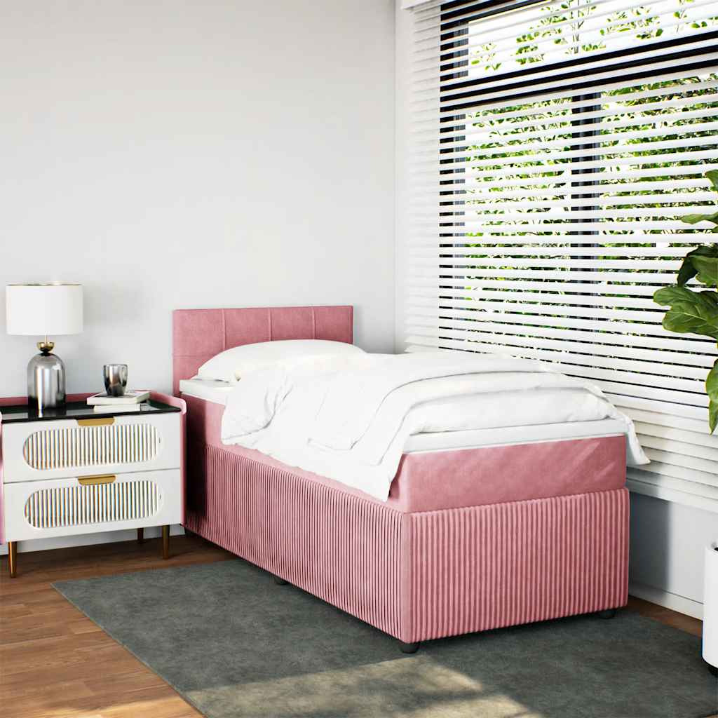 Box spring krevet s madracem ružičasti 100x200 cm baršunasti