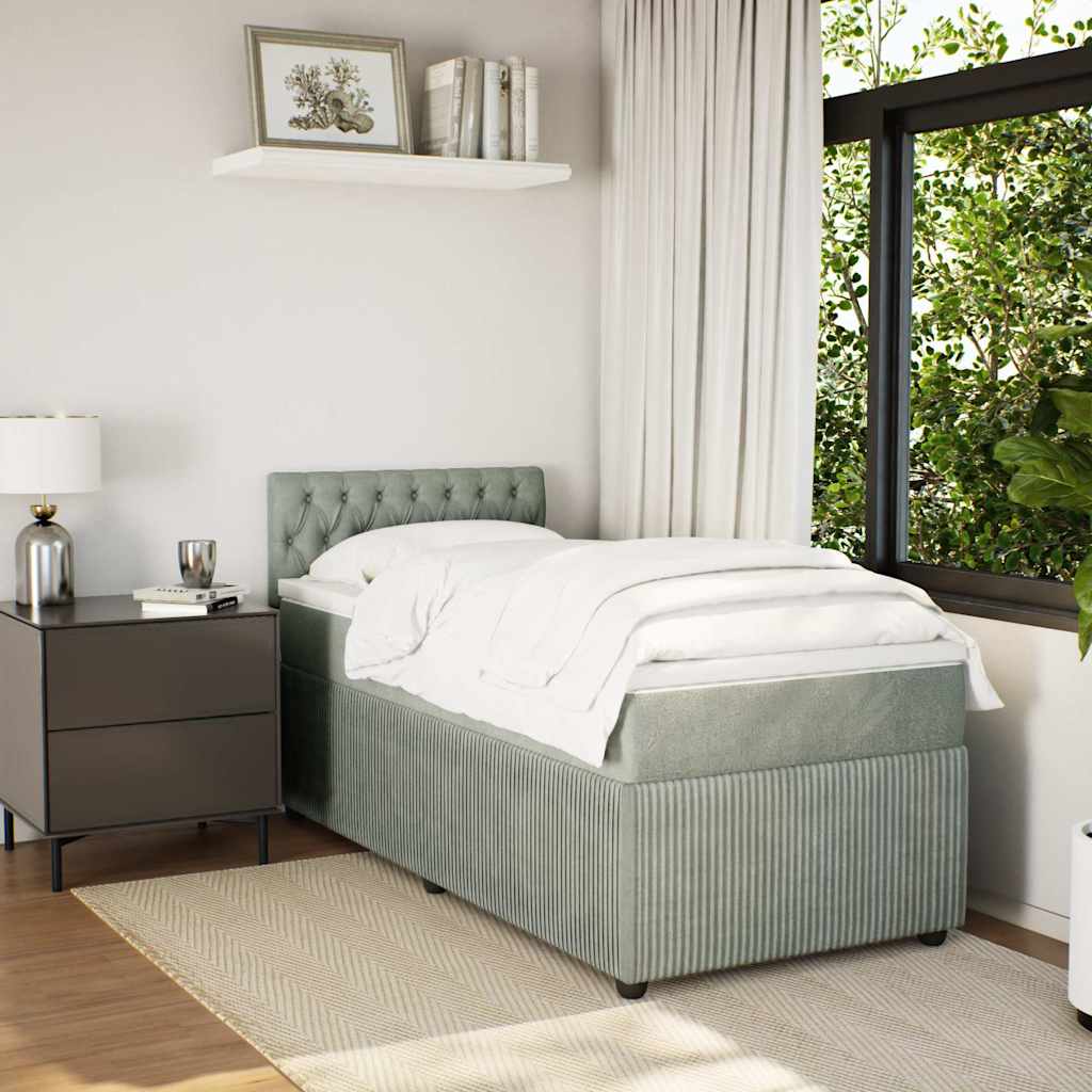 Box spring krevet s madracem svjetlosivi 100x200 cm baršunasti