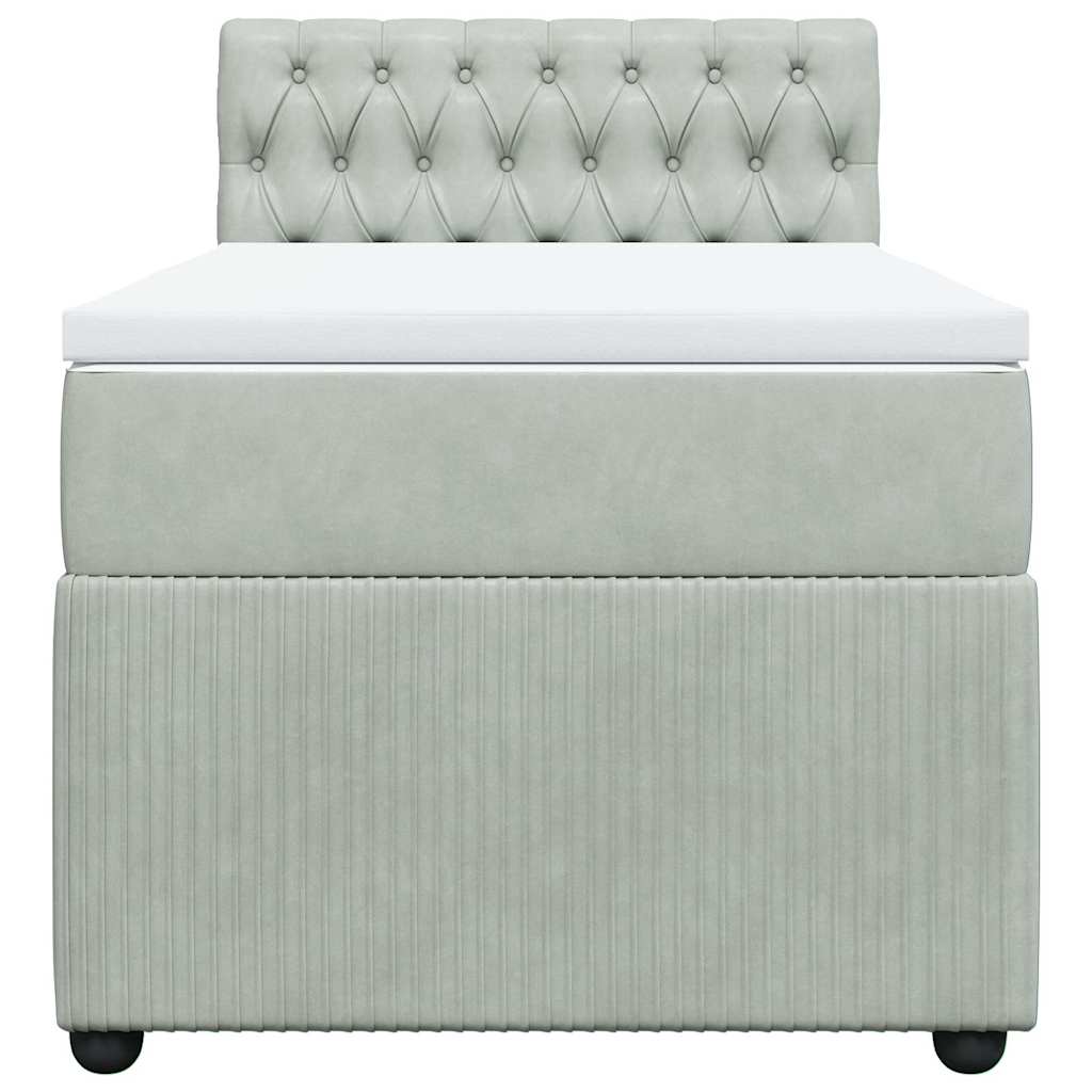 Box spring krevet s madracem svjetlosivi 100x200 cm baršunasti