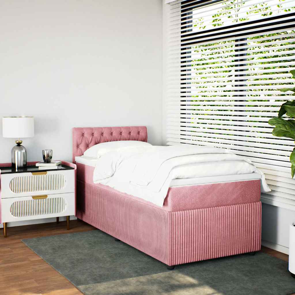 Box spring krevet s madracem ružičasti 100x200 cm baršunasti