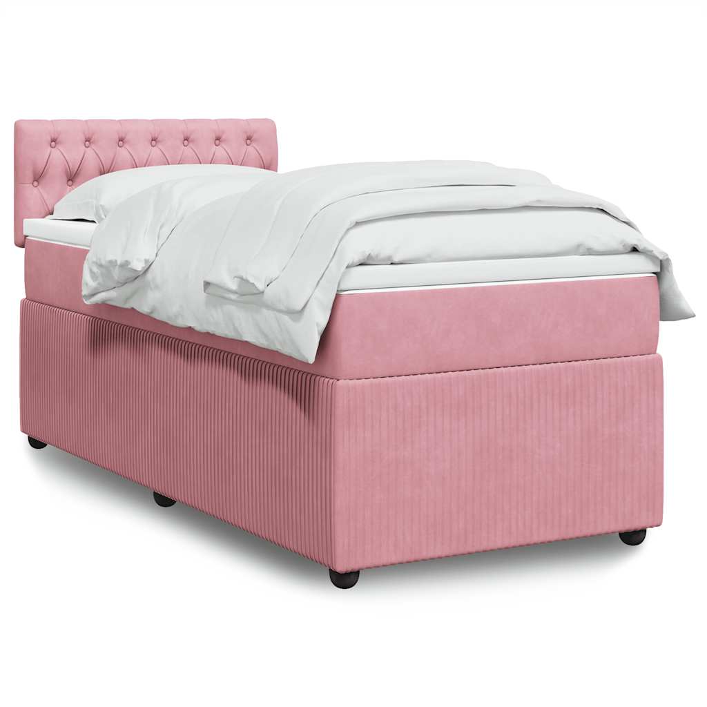 Box spring krevet s madracem ružičasti 100x200 cm baršunasti