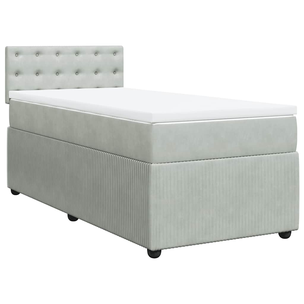Box spring krevet s madracem svjetlosivi 100x200 cm baršunasti