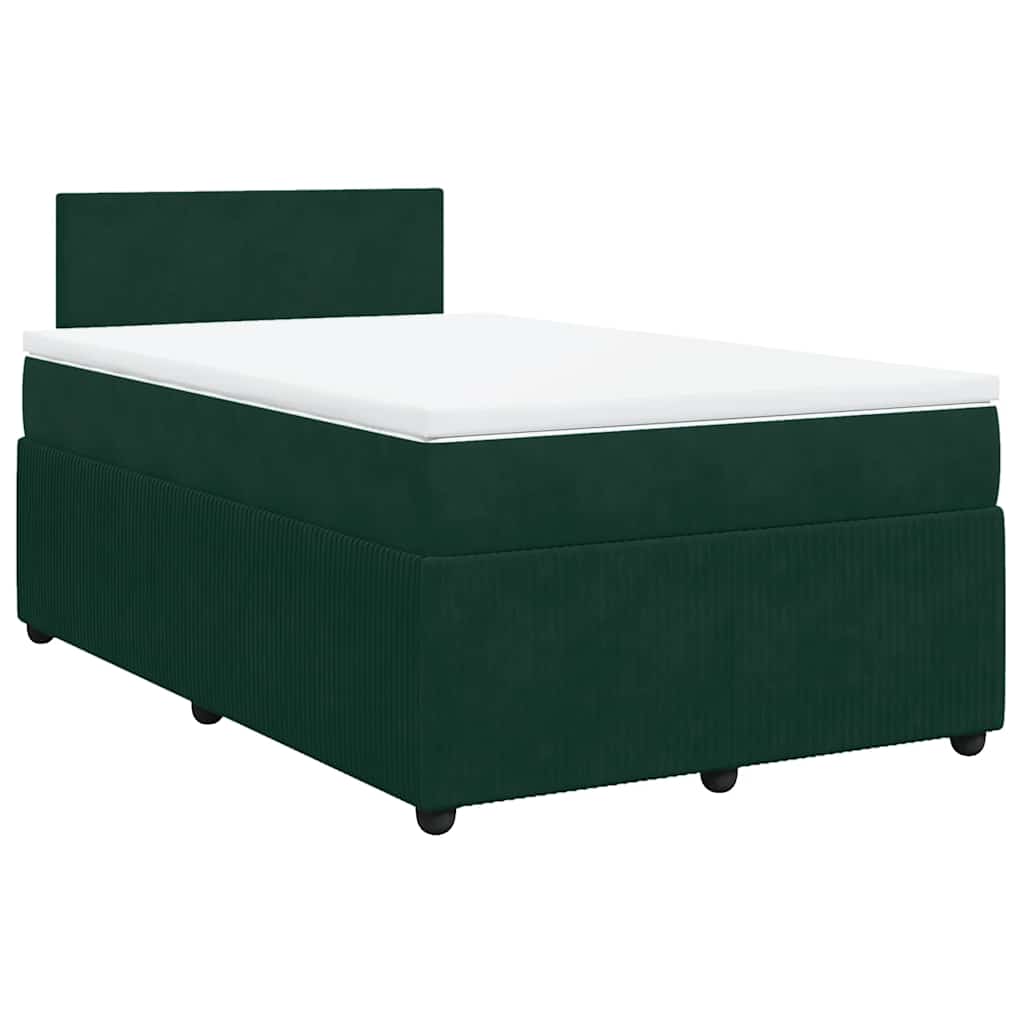 Krevet box spring s madracem tamnozeleni 120x190 cm baršunasti