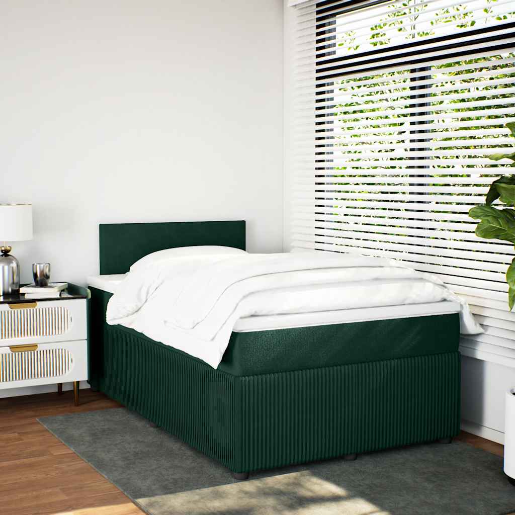 Krevet box spring s madracem tamnozeleni 120x190 cm baršunasti