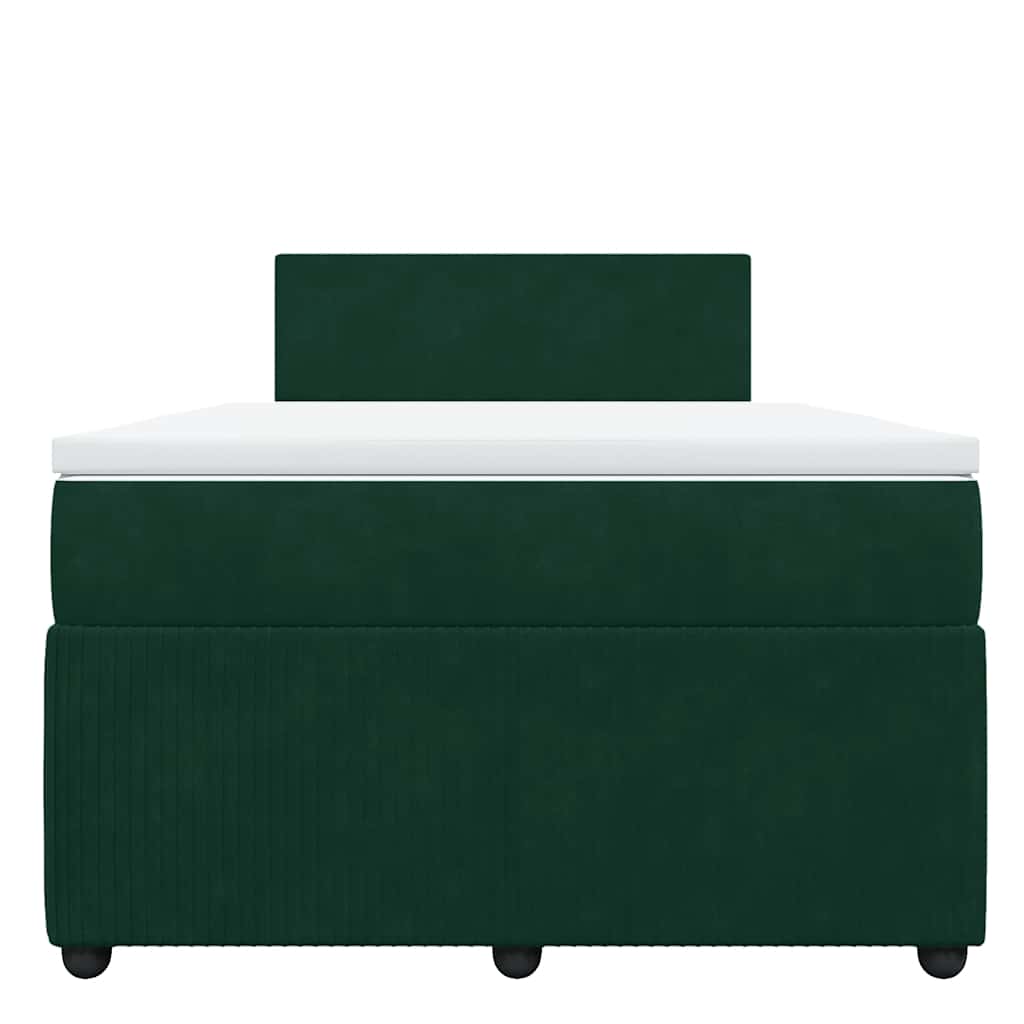 Krevet box spring s madracem tamnozeleni 120x190 cm baršunasti