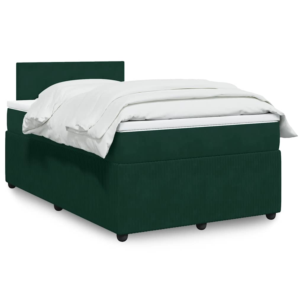 Krevet box spring s madracem tamnozeleni 120x190 cm baršunasti