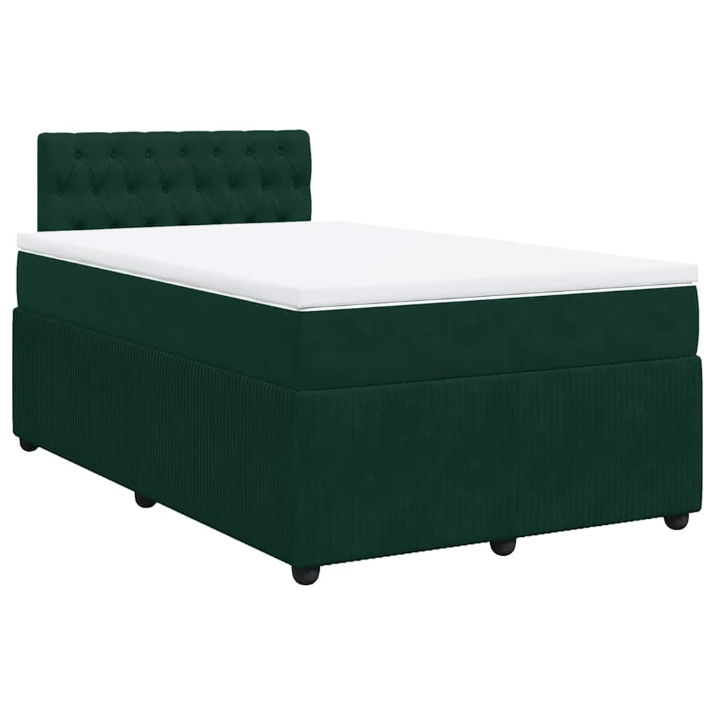 Krevet box spring s madracem tamnozeleni 120x190 cm baršunasti