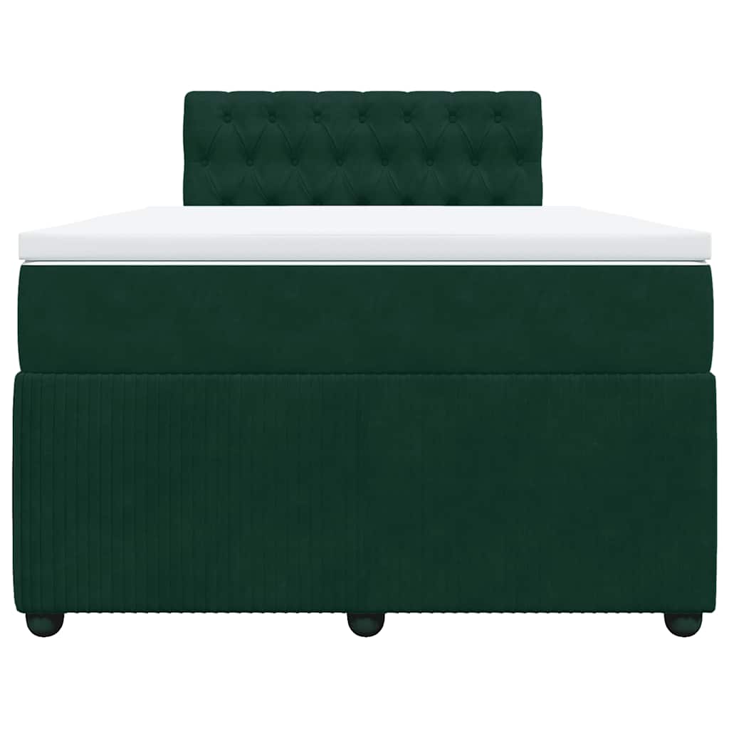 Krevet box spring s madracem tamnozeleni 120x190 cm baršunasti