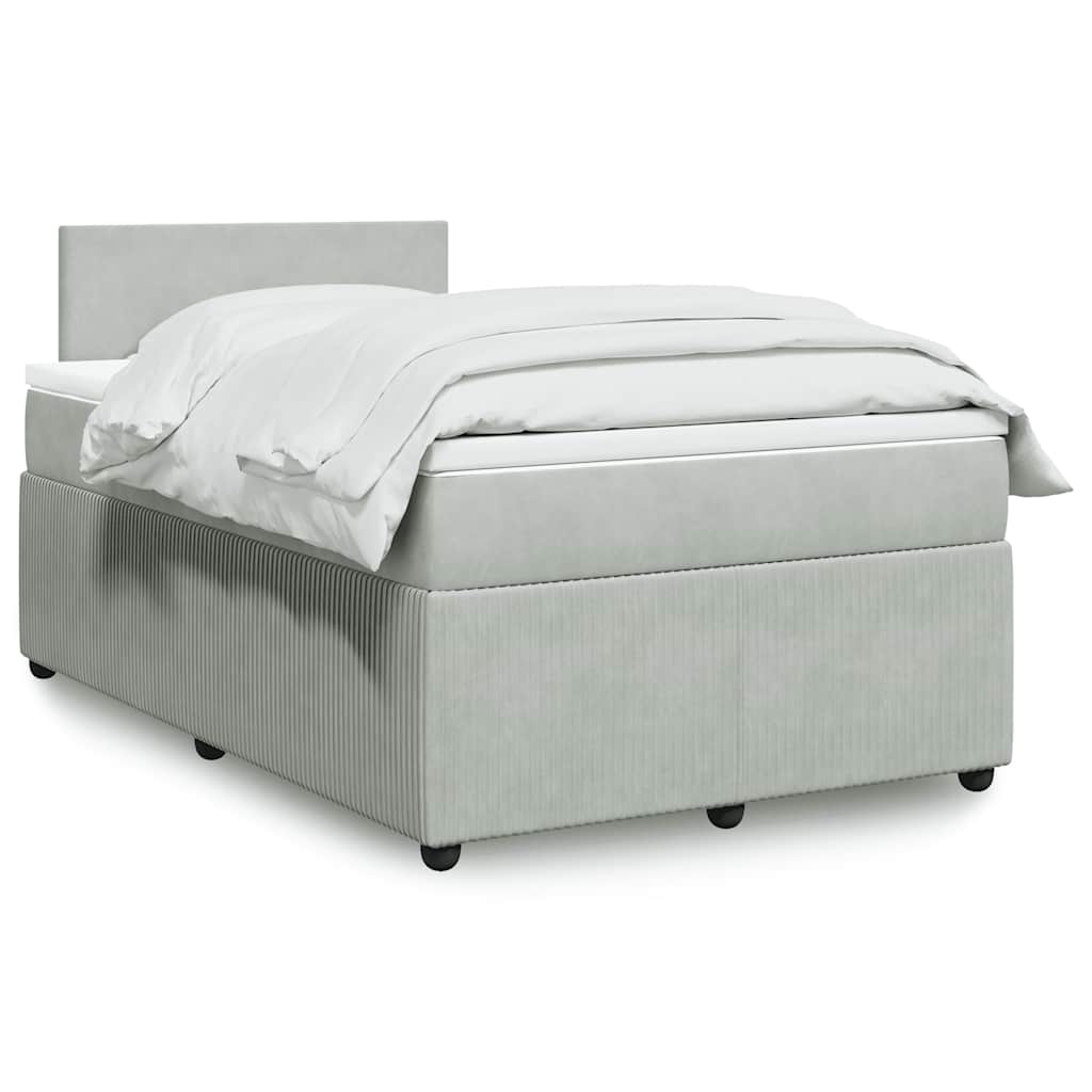 Box spring krevet s madracem svjetlosivi 120x200 cm baršunasti
