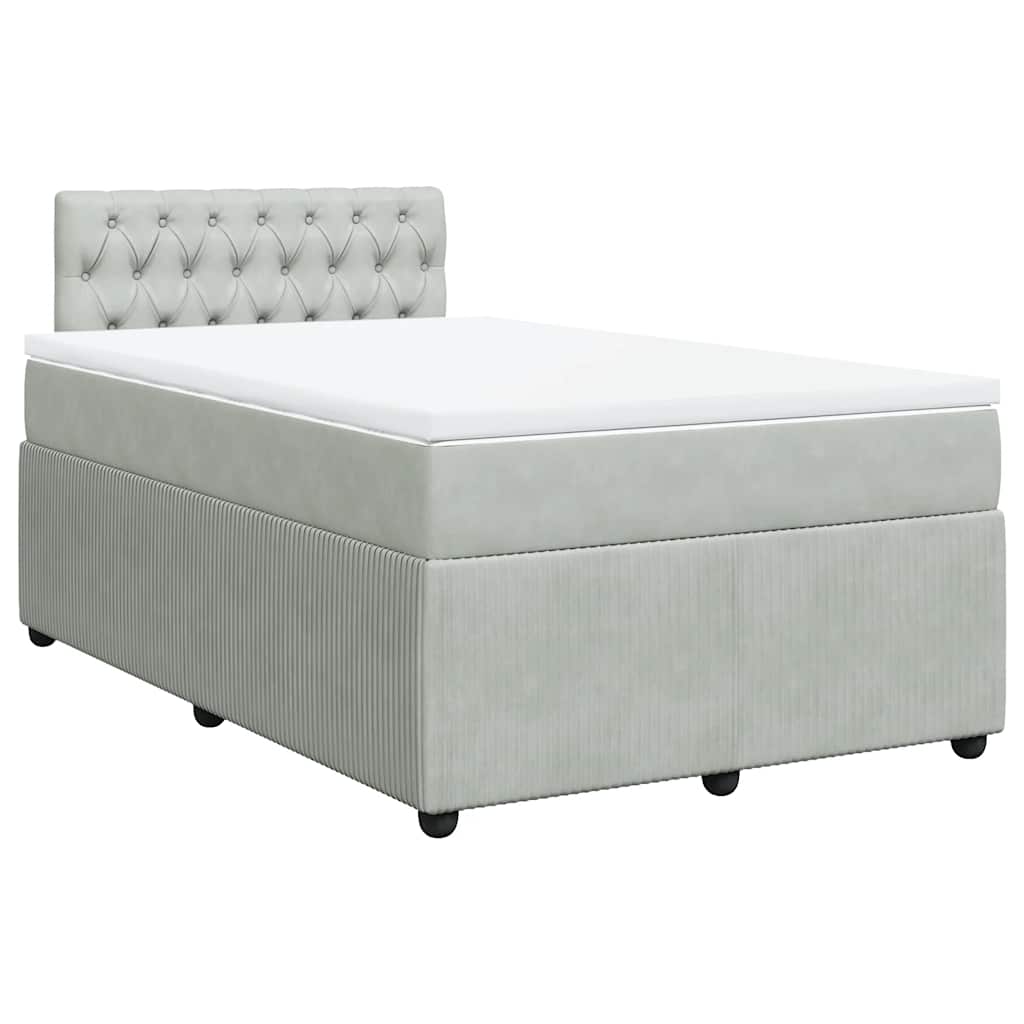 Box spring krevet s madracem svjetlosivi 120x200 cm baršunasti