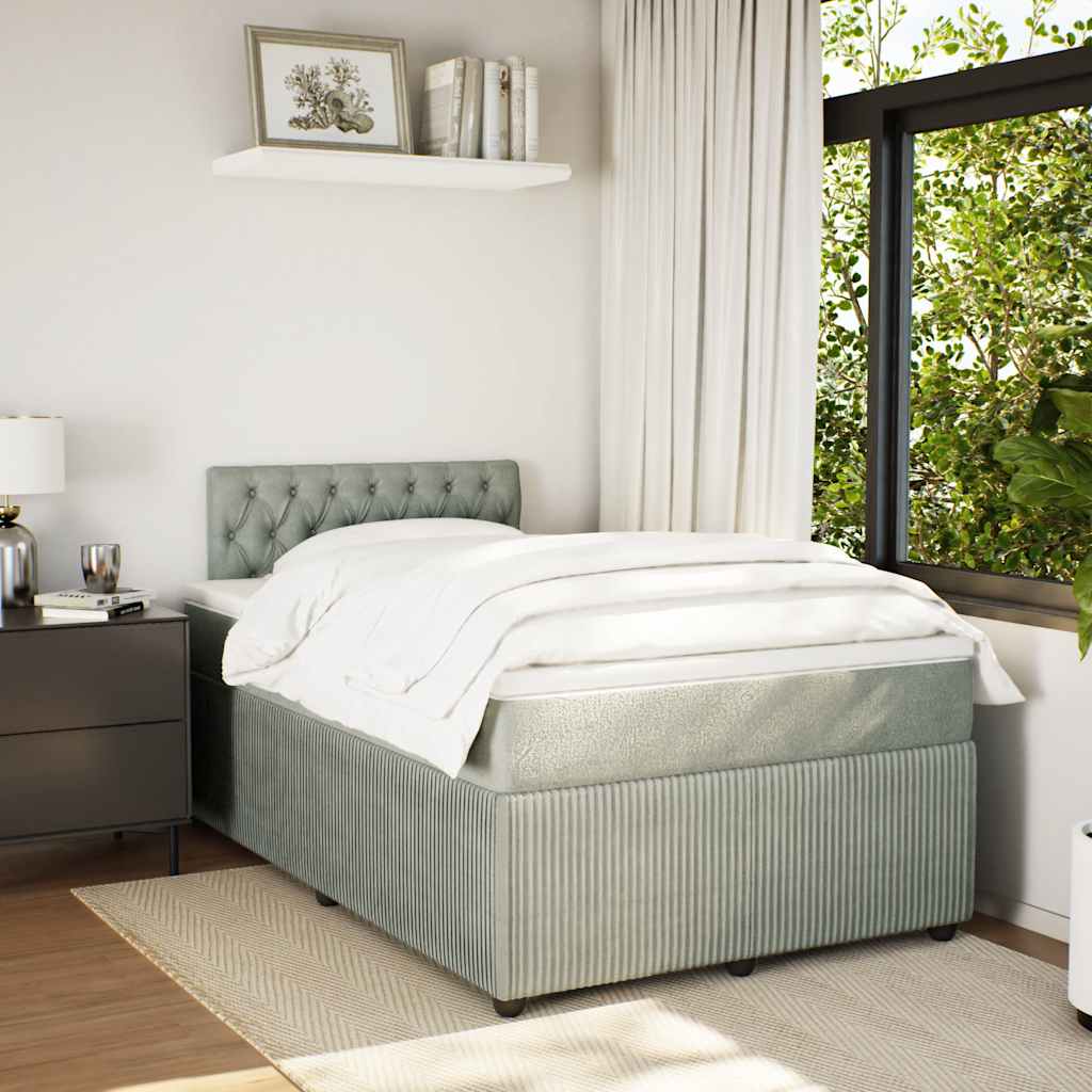 Box spring krevet s madracem svjetlosivi 120x200 cm baršunasti