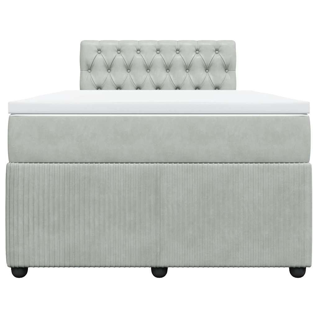 Box spring krevet s madracem svjetlosivi 120x200 cm baršunasti