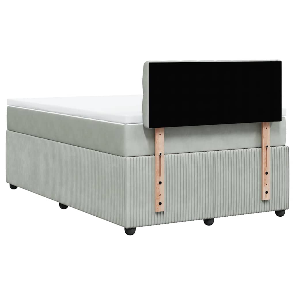 Box spring krevet s madracem svjetlosivi 120x200 cm baršunasti