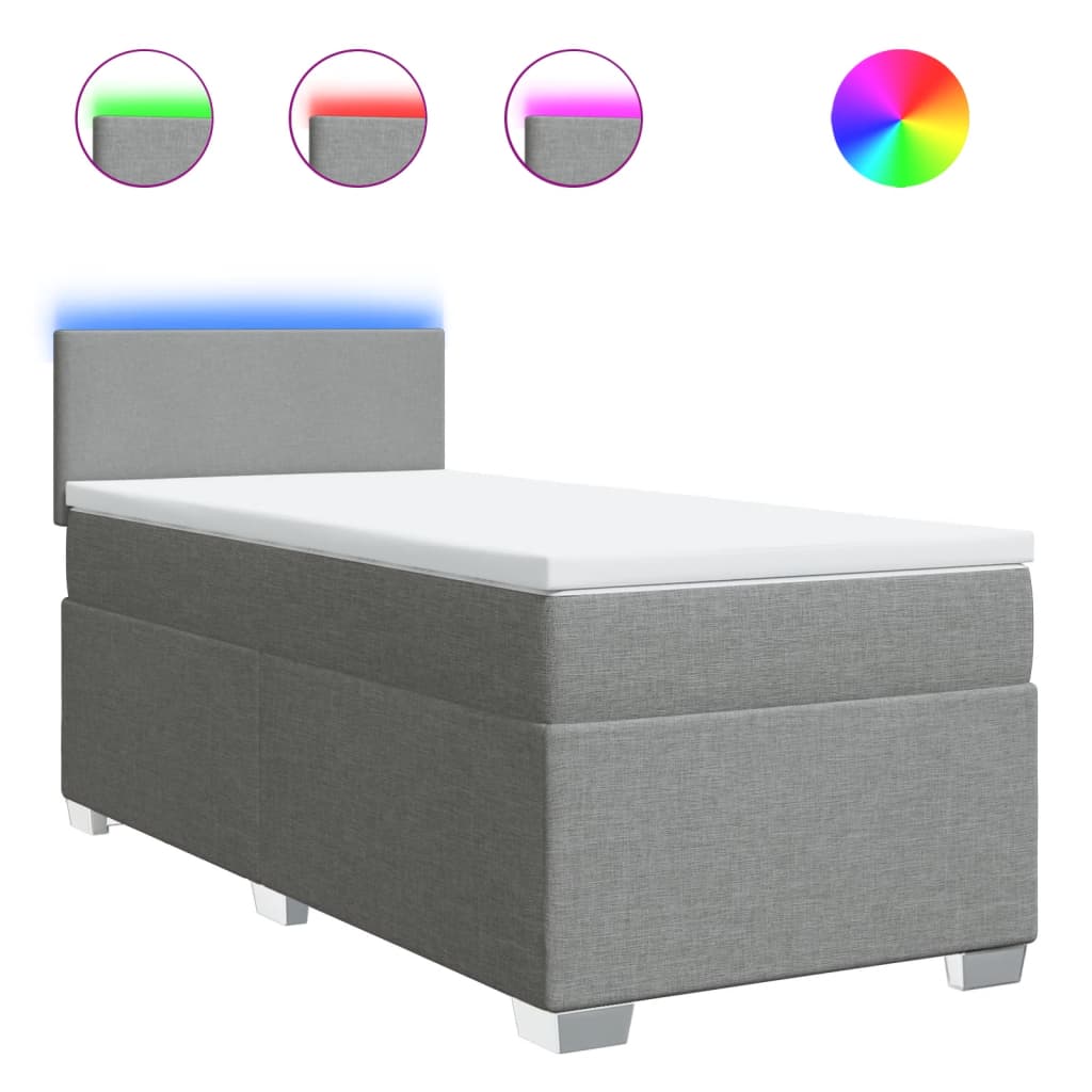 Box spring krevet s madracem svjetlosivi 90x190 cm od tkanine