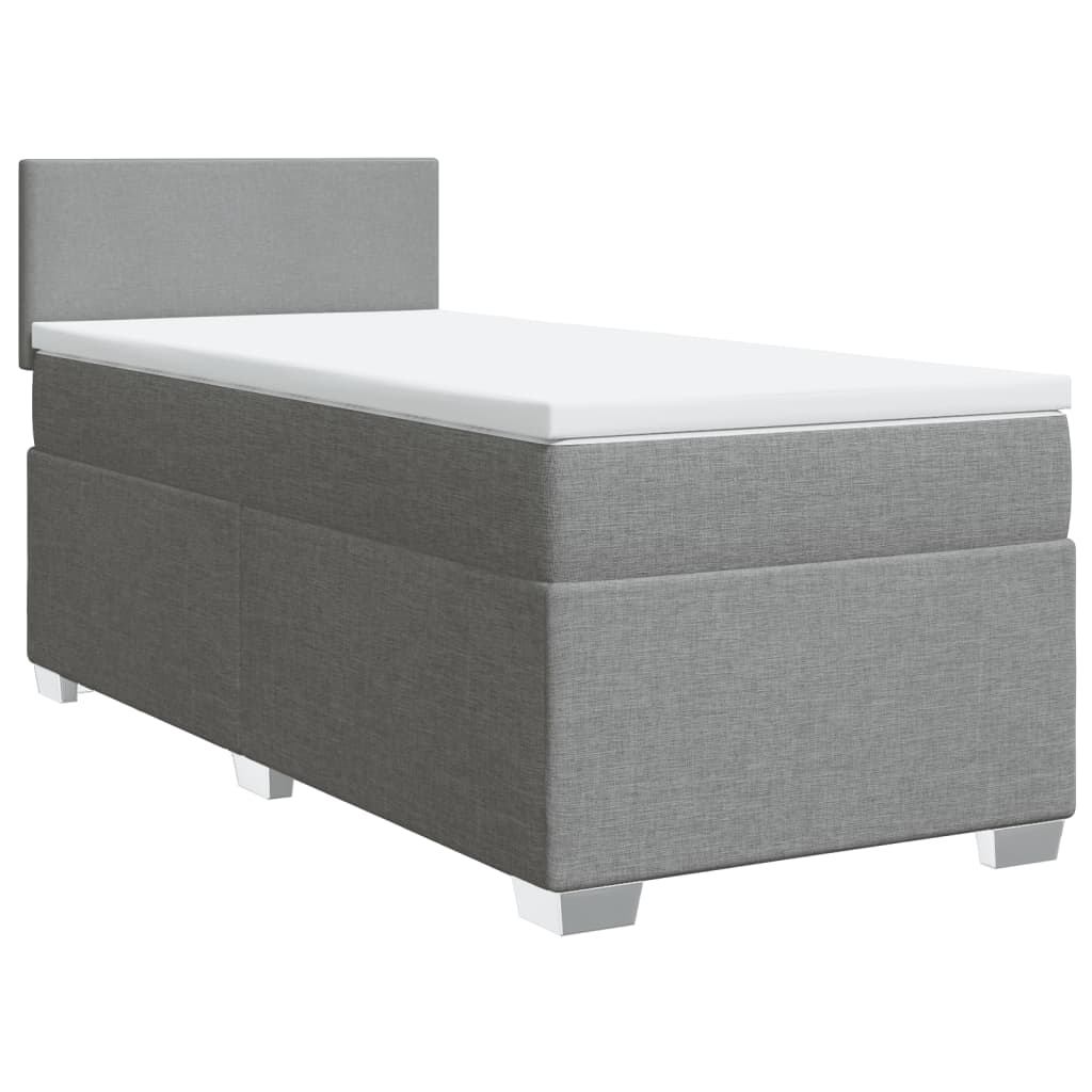 Box spring krevet s madracem svjetlosivi 90x190 cm od tkanine