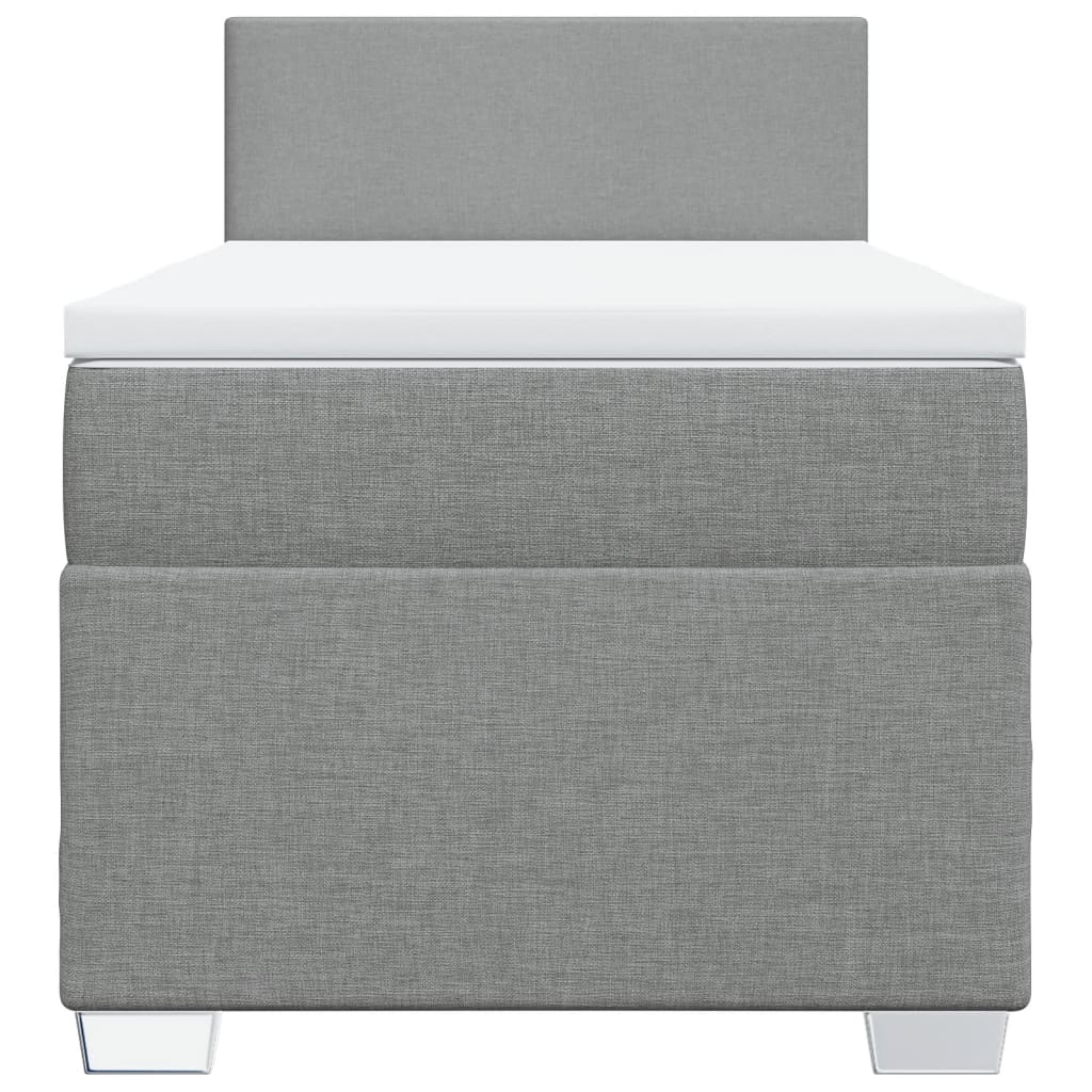 Box spring krevet s madracem svjetlosivi 90x190 cm od tkanine