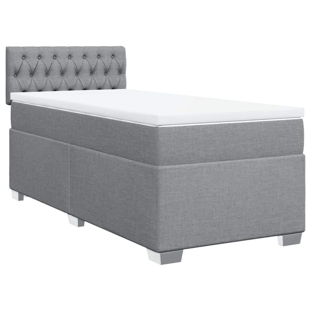 Box spring krevet s madracem svjetlosivi 90x190 cm od tkanine