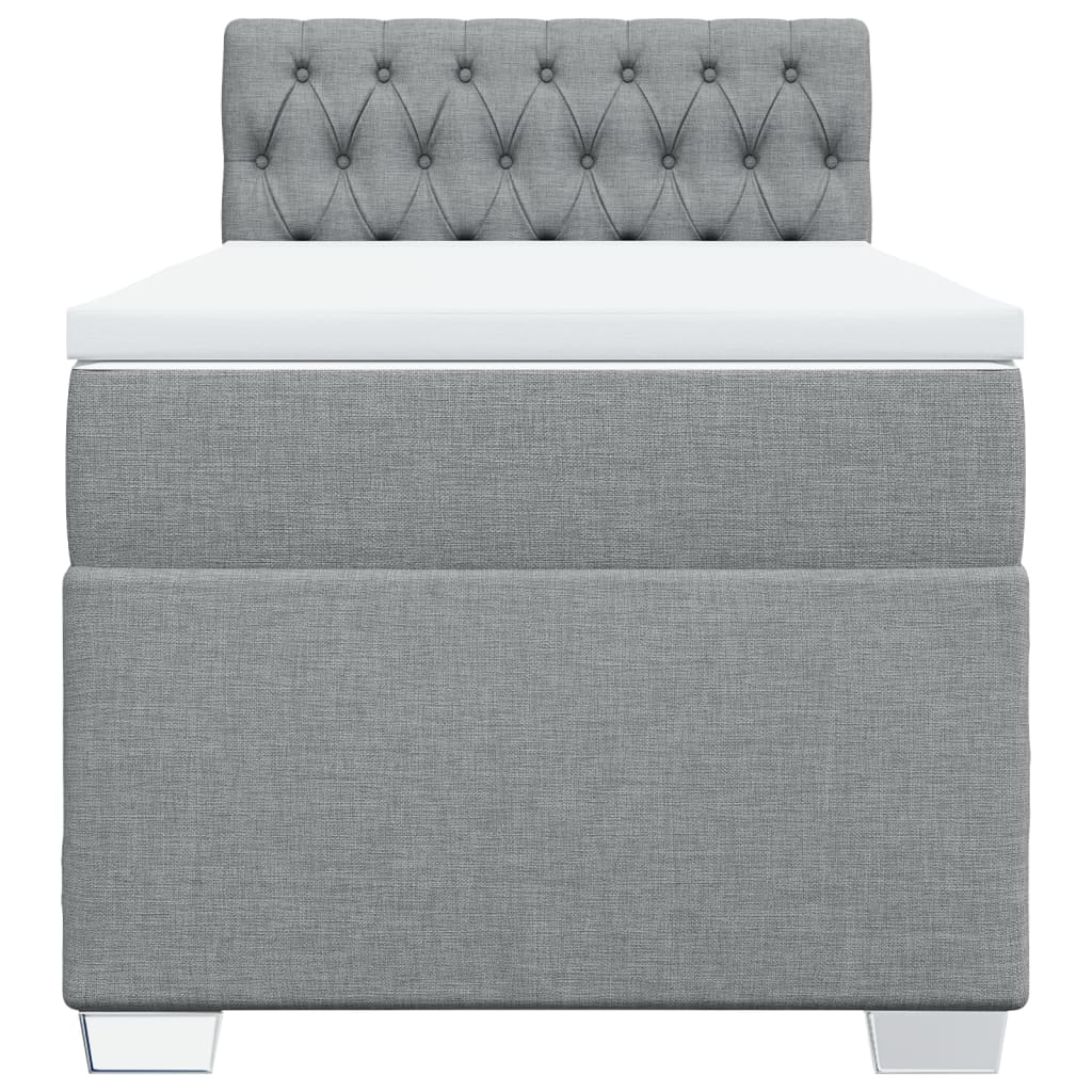 Box spring krevet s madracem svjetlosivi 90x190 cm od tkanine