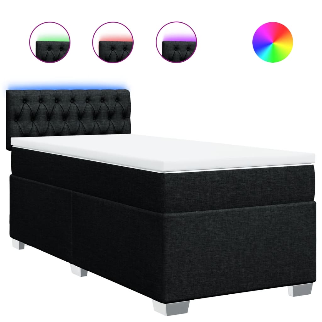 Box spring krevet s madracem crni 90x190 cm od tkanine