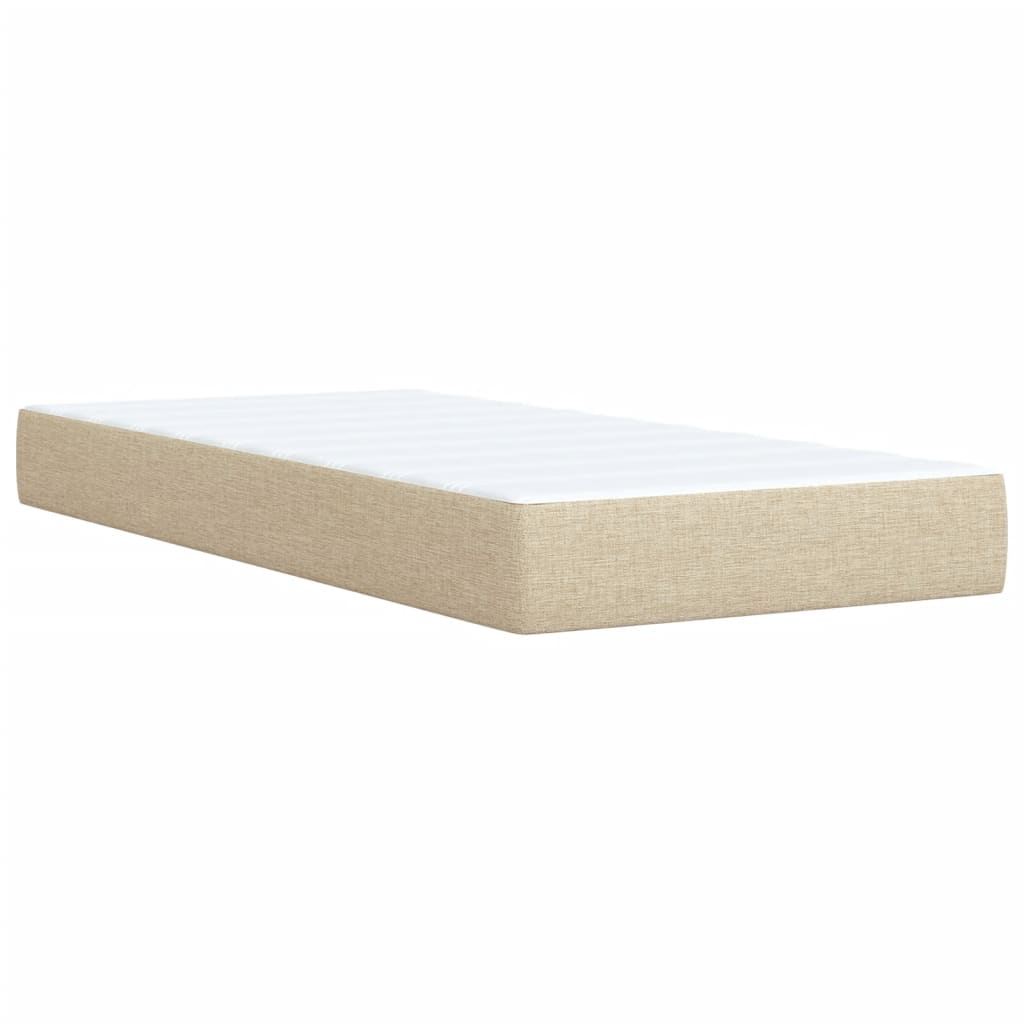 Krevet s oprugama i madracem krem 90 x 200 cm od tkanine